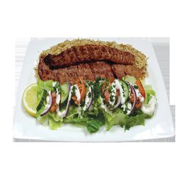 Harir Kabab House - A combination of a Barg and Beef Shami skewers and served with rice and salad.