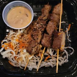 Maggie McFly's - Black Angus beef skewers. Very good!