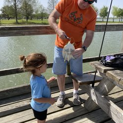 Coleto Creek Reservoir & Park - PaPaw and his side kick caught a turtle. She was really excited.