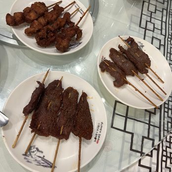 JM Seafood Restaurant - Fennel Chicken Skewer, Cumin Beef Skewer, and Lamb Skewer - Seafood Near Me - Chicago, Illinois