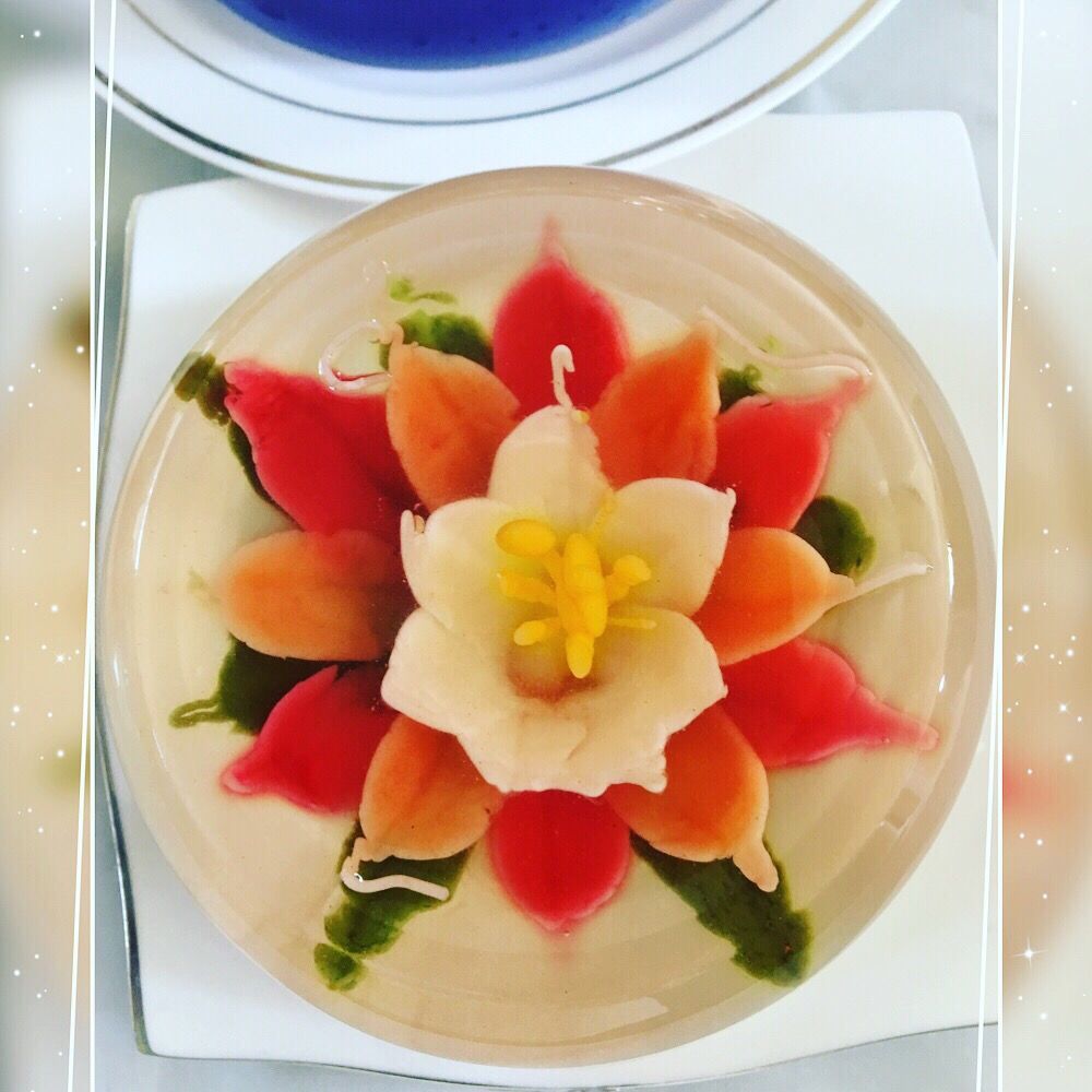 Red and orange jelly cake for my family