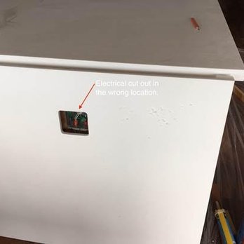 EuroMarble & Granite - Outlet was cut in the wrong place- sides and top don't even match up! - Kitchen & Bath Near Me - San Leandro, California EuroMarble & Granite - Outlet was cut in the wrong place- sides and top don't even match up! - Kitchen & Bath Near Me - San Leandro, California