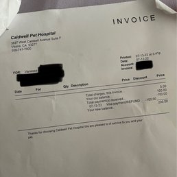 Invoice for proof of refund, time stamped. We arrived at 2:50 pm, we were refunded by 3:41 pm. Invoice for proof of refund, time stamped. We arrived at 2:50 pm, we were refunded by 3:41 pm.