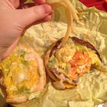 Wally's Burger Express - Bacon-less bacon cheeseburger and sad floppy fries :( - Burgers Near Me - Austin, Texas