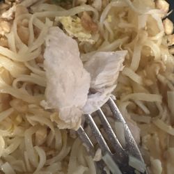 Pad that with undercooked and absolutely no seasoning on it chicken.