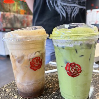 Maas Coffee & More - Chocolate malt shaken espresso & unsweetened matcha w/blueberry foam - Coffee & Tea Near Me - Chino, California Maas Coffee & More - Chocolate malt shaken espresso & unsweetened matcha w/blueberry foam - Coffee & Tea Near Me - Chino, California