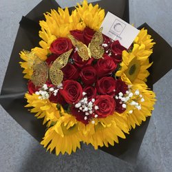 Bouquet Baby - 24ct roses with sunflowers