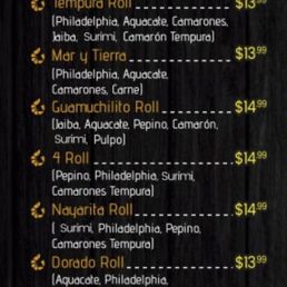 Sushi Menu Sushi Menu