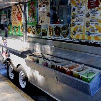 Tacos El Primo - Ordering area w/menu boards and salsa bar - Food Trucks Near Me - Los Angeles, California Tacos El Primo - Ordering area w/menu boards and salsa bar - Food Trucks Near Me - Los Angeles, California