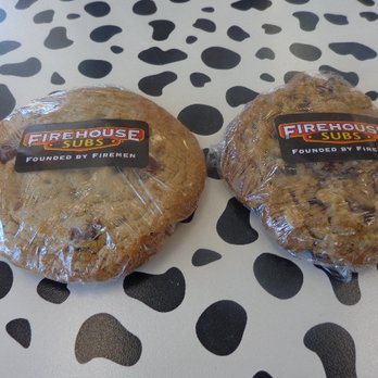Firehouse Subs - The cookies are good here. ... With tax, you can get 2 for $1.41. ... Left: Chocolate Chip. Right: Oatmeal. - Sandwiches Near Me - Fremont, California Firehouse Subs - The cookies are good here. ... With tax, you can get 2 for $1.41. ... Left: Chocolate Chip. Right: Oatmeal. - Sandwiches Near Me - Fremont, California