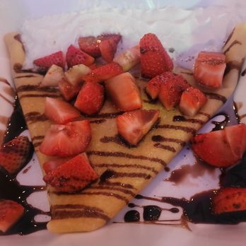 Gazebo Gardens - Crepe with Nutella spread, topped with fresh strawberries and whipped cream, drizzled with chocolate - Nurseries & Gardening Near Me - Fresno, California Gazebo Gardens - Crepe with Nutella spread, topped with fresh strawberries and whipped cream, drizzled with chocolate - Nurseries & Gardening Near Me - Fresno, California