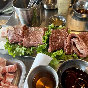 Exit 5 Korean BBQ - 2 orders of Marinated Beef Short Ribs (yang yum kalbi) generous amount of meat but not attached to the short rib bone... $48/serving 3* - Korean Near Me - Renton, Washington Exit 5 Korean BBQ - 2 orders of Marinated Beef Short Ribs (yang yum kalbi) generous amount of meat but not attached to the short rib bone... $48/serving 3* - Korean Near Me - Renton, Washington