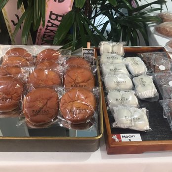 the BAKERY - Red bean bread on the left and mochi on the right - Patisserie/Cake Shop Near Me - Buena Park, California