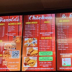 Harold's Chicken and Ribs - Menu 12/10/23