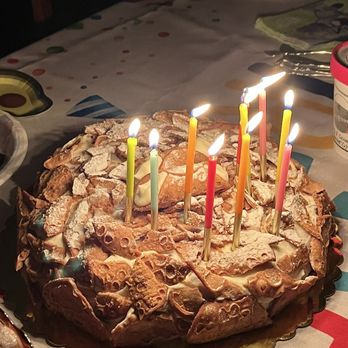Cafe Dolce Sicilia - The Cannoli Cake with birthday candles for our niece - Desserts Near Me - San Jose, California