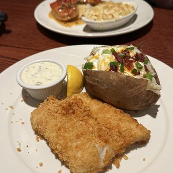 The Chop House - Baked Boston Schrod with a loaded baked potato. - Steakhouses Near Me - Knoxville, Tennessee The Chop House - Baked Boston Schrod with a loaded baked potato. - Steakhouses Near Me - Knoxville, Tennessee