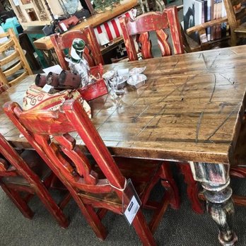 Lorec Ranch - Reclaimed cargo flooring table. Choose you dimensions, chair styles, benches, colors, etc - Furniture Stores Near Me - Oklahoma City, Oklahoma