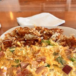 Richmond Cafe - First plate. Looked good but hash browns cold and off tasting. Omelette decent.