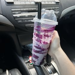 Snow City - Sakura Rosa milk tea with yam jam and boba