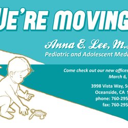 Anna E Lee, MD - We've moved. Come by our new offices at: 3998 Vista Way, Suite D in Oceanside.