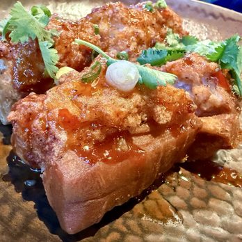Teakwood - Shrimp toast on an Asian donut!!!! - Burmese Near Me - San Francisco, California Teakwood - Shrimp toast on an Asian donut!!!! - Burmese Near Me - San Francisco, California