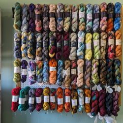 Wood & Knit Be Nice Music Studio - Beautiful hand-dyed yarns available.