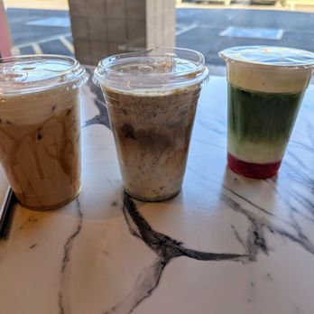 TeaMakers & Company - Sea salt caramel cream earl grey milk tea, black sesame latte, and a strawberry matcha. - Coffee & Tea Near Me - Chandler, Arizona TeaMakers & Company - Sea salt caramel cream earl grey milk tea, black sesame latte, and a strawberry matcha. - Coffee & Tea Near Me - Chandler, Arizona
