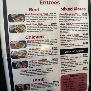 Charcoal Grill - Menu - Mediterranean Near Me - Glendale, Arizona