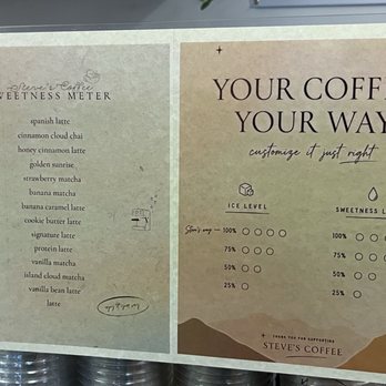 Steve's Coffee - Menu - Coffee & Tea Near Me - Rancho Cucamonga, California
