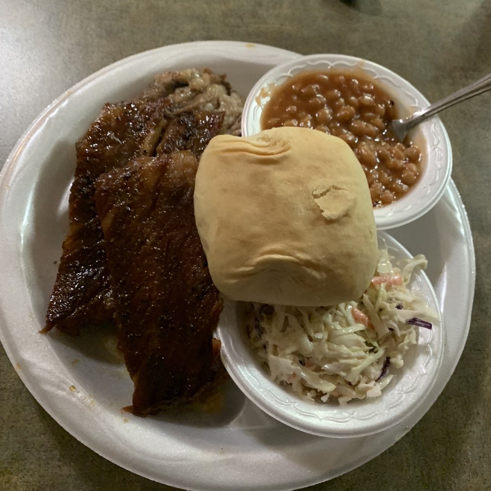 Rochelle's Bar None BBQ - 2 meat plate. Brisket, ribs, mayo Cole slaw, and barbecue beans. - Barbeque Near Me - Hurricane Mills, Tennessee Rochelle's Bar None BBQ - 2 meat plate. Brisket, ribs, mayo Cole slaw, and barbecue beans. - Barbeque Near Me - Hurricane Mills, Tennessee
