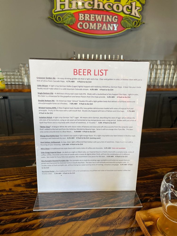 HITCHCOCK BREWING COMPANY Updated October 2024 203 South St