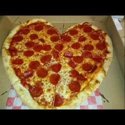 Heart shaped pepperoni pizza for Valentines day.