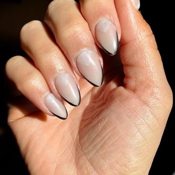 Glamorous Nails & Spa - Black tip with matte finish - Nail Salons Near Me - Louisville, Kentucky Glamorous Nails & Spa - Black tip with matte finish - Nail Salons Near Me - Louisville, Kentucky