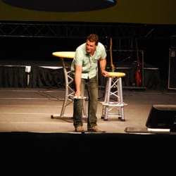 Founding Pastor Dan passing out fudge for the message series "Oh Fudge"