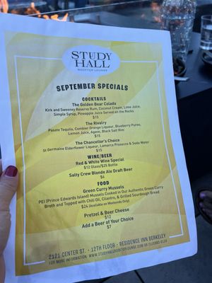 Menu photo 3 Study Hall Rooftop Lounge Berkeley, CA