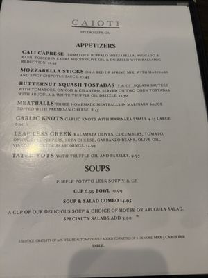 Menu photo 1 Caioti Pizza Cafe Studio City, CA Menu photo 1 Caioti Pizza Cafe Studio City, CA