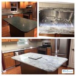 Countertops By Superior - Before & after pics.  The block in the middle is the bonus 'hot plate'.
