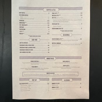 The Daily - Drink menu - Coffee & Tea Near Me - Charleston, South Carolina