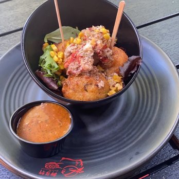 ZAZ - Seafood hush puppies during brunch. This is one of the best things I've had. Such a treat! - New American Near Me - Hyde Park, Massachusetts