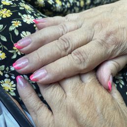 Hot pink French tip manicure Hot pink French tip manicure