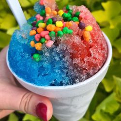 Blue and red raspberry, nerds, and fresh lime