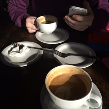 Workhorse Coffee Bar - Coffee and empty plates because we ate too quick - Coffee & Tea Near Me - Saint Paul, Minnesota