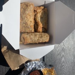 Danny's Pizza and Burger Bar - Italian beef egg rolls to go. Small portion for $13 IMO, and doesn't travel well.