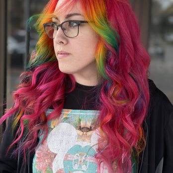 Viridian Mermaid Lounge - Rainbow and pink hair with pink tinsel (March 2024) - Hair Stylists Near Me - Rochester, New York Viridian Mermaid Lounge - Rainbow and pink hair with pink tinsel (March 2024) - Hair Stylists Near Me - Rochester, New York