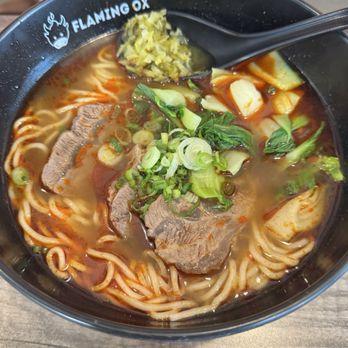 Flaming Ox - Spicy Mala Beef Noodle Soup [Spicy] 麻辣牛肉麵 - Taiwanese Near Me - San Jose, California