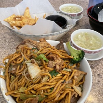 Chang's Mongolian Grill - Big bowl of noodles. Crispy strips were a little stale. Either they're packaged strips or they were fried a long time ago. Not fresh. - Mongolian Near Me - Folsom, California