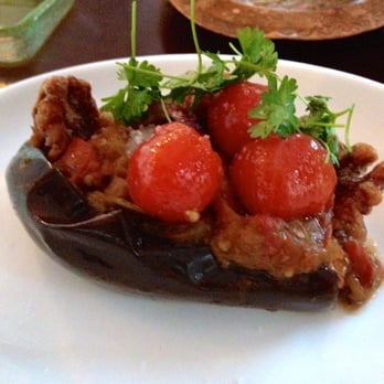 Zaytinya - ÍMAM BAYILDI - Ottoman style roasted eggplant stuffed with onions, tomatoes, walnuts. - Greek Near Me - Washington, DC, District of Columbia Zaytinya - ÍMAM BAYILDI - Ottoman style roasted eggplant stuffed with onions, tomatoes, walnuts. - Greek Near Me - Washington, DC, District of Columbia