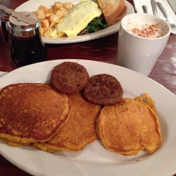 Iron Gate Cafe - Pumpkin ricotta pancakes with veggie sausage on the side. - Cafes Near Me - Albany, New York Iron Gate Cafe - Pumpkin ricotta pancakes with veggie sausage on the side. - Cafes Near Me - Albany, New York
