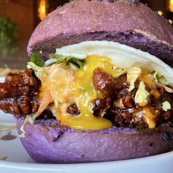 CRAFTkitchen - Korean fried chicken on an ube bun - New American Near Me - Henderson, Nevada CRAFTkitchen - Korean fried chicken on an ube bun - New American Near Me - Henderson, Nevada