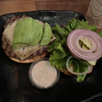 Crazee Burger - Ostrich Burger (Additions are avocado + Swiss Cheese) - Burgers Near Me - San Diego, California